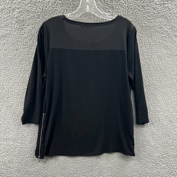 Chicos Womens Tunic Top 1‎ Medium Black Pullover 3/4 Sleeve Shirt Stretch - Picture 2 of 10